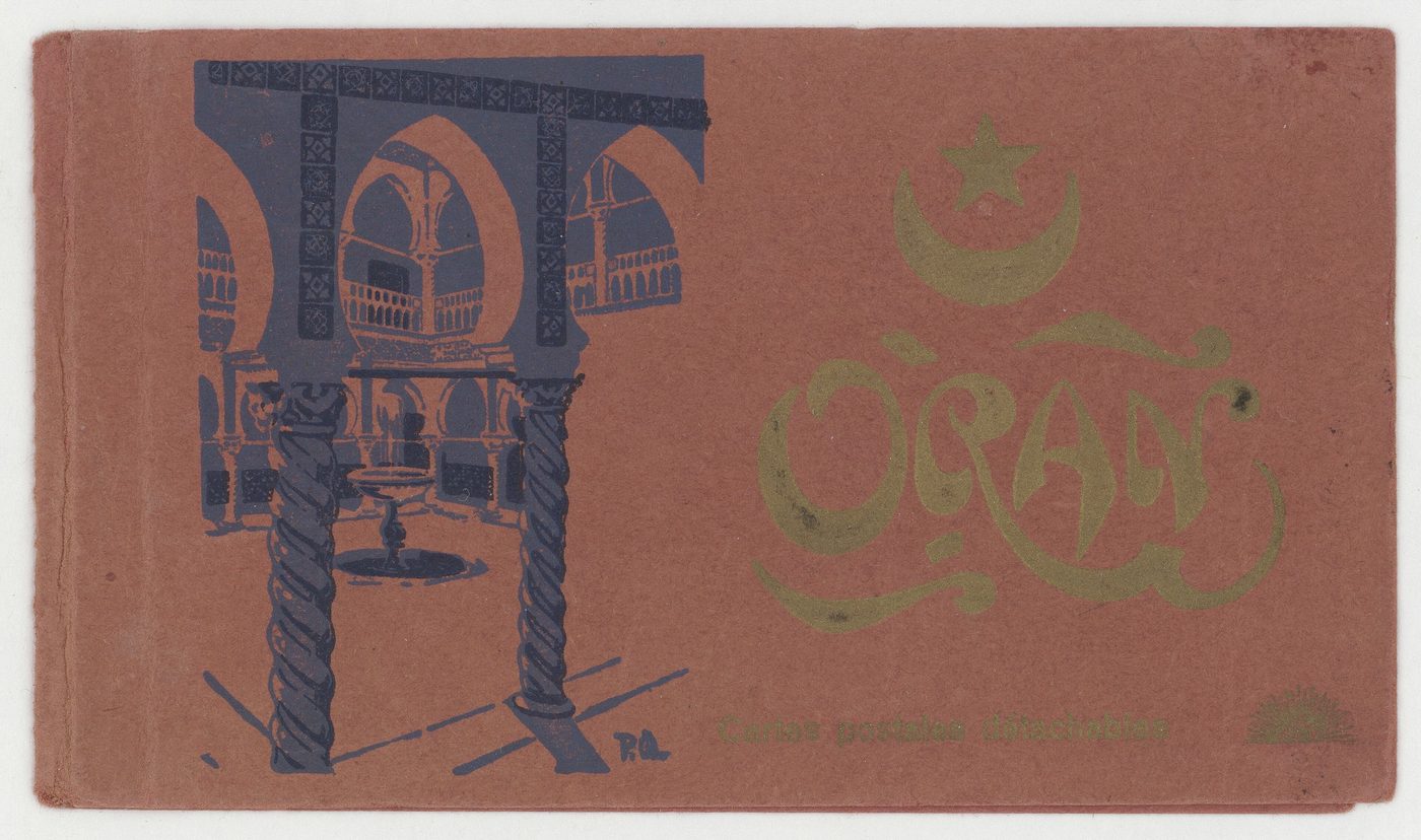 Cover of the album “Oran” — Red board binding, title in Art Nouveau lettering.