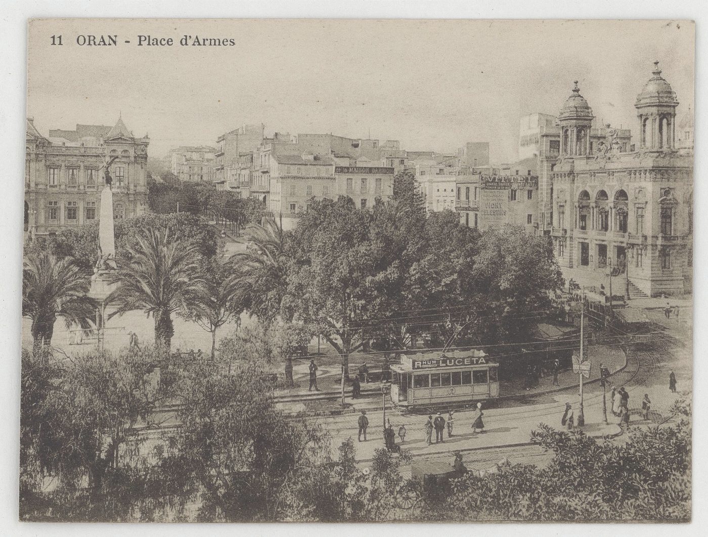 Place d’Armes — Today place du 1er Novembre, five minutes’ walk from the hotel. A tram crosses the frame.
